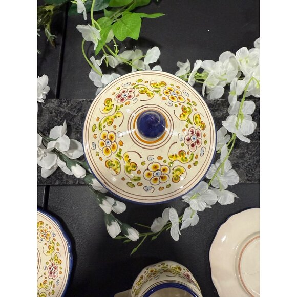 Conde Talavera Vintage Mexican Hand-Painted 4-Piece Cup & Saucer Set Floral Desi - Picture 11 of 16